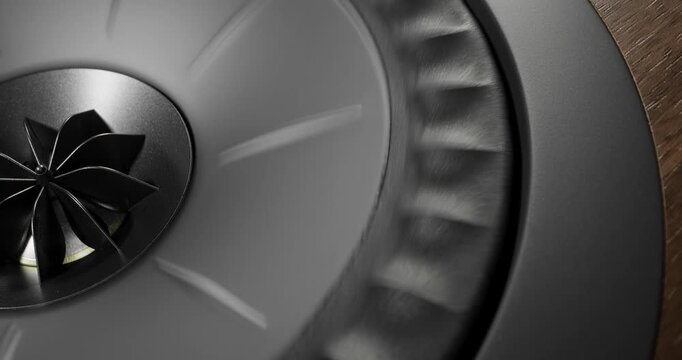 Vintage Hi-Fi Speaker Vibrating in Slow Motion
