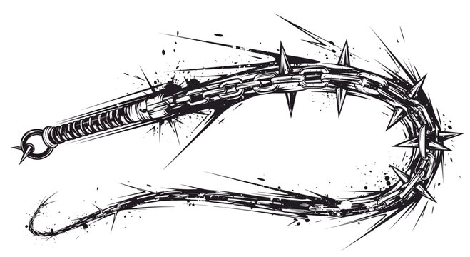 Spiked Whip Weapon Illustration
