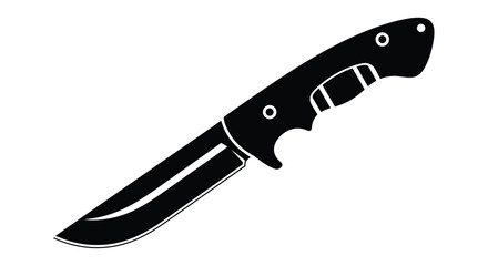 Obraz premium Black silhouette of a tactical survival hunting knife vector illustration icon