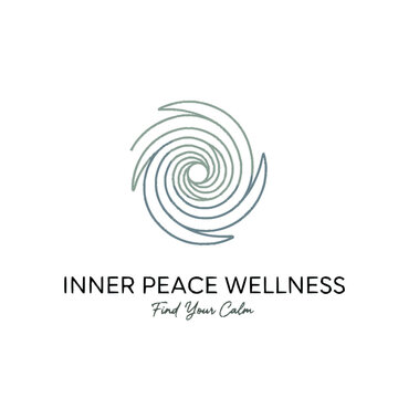 Inner Peace Wellness Logo with Swirling Abstract Symbol.