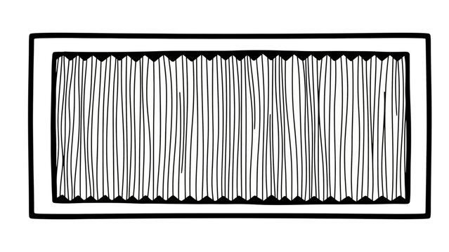 A monochrome rectangular border featuring an inner field of uneven vertical lines and jagged top and bottom edges, ideal for contemporary visual assets.