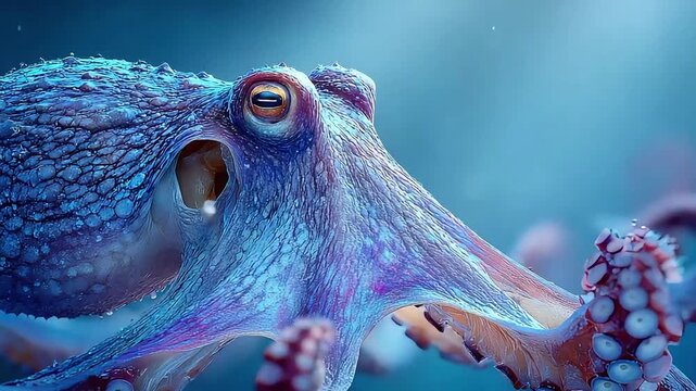 A captivating close-up of an octopus, evoking curiosity and wonder. Perfect for nature articles, marine conservation awareness, or illustrating intell