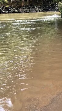 water flowing into the river