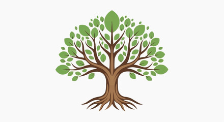 Fototapeta premium A vibrant illustration of a tree, symbolizing growth and life, with a detailed root system