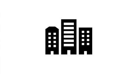 Fototapeta premium Minimalist black silhouette of three modern, tall office buildings