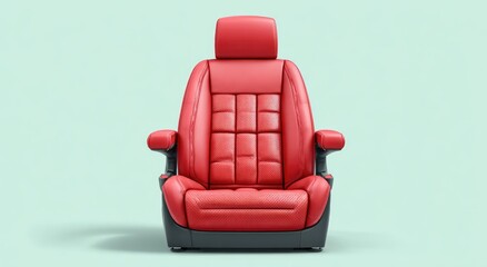 Fototapeta premium Luxurious red leather car seat with plush cushioning and ergonomic design