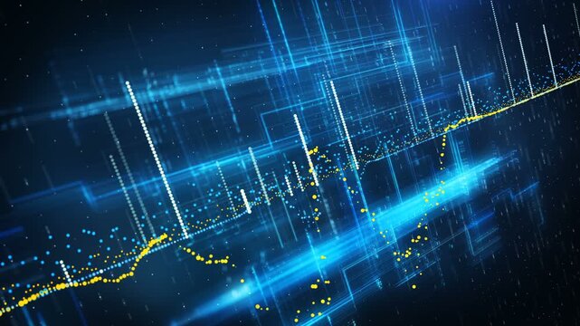 Financial stock market chart and candlestick data trends with investment analytics for trading and portfolio management.