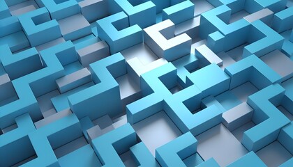 Obraz premium Blue abstract jigsaw puzzle pieces grid background, software module or business technology background concept. Abstract Business & Technology Collaboration