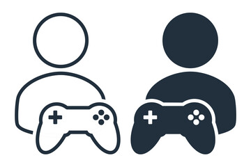 Person Playing Video Game Icon. Multiplayer Gaming. Vector Illustration © YoGinta