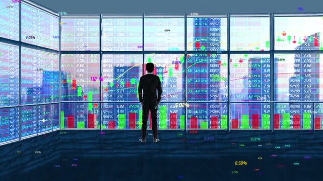 Financial stock market chart and candlestick data trends with investment analytics for trading and portfolio management.