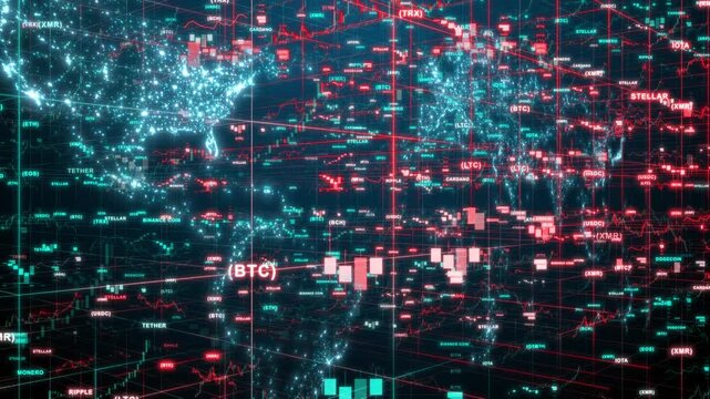 Financial stock market chart and candlestick data trends with investment analytics for trading and portfolio management.