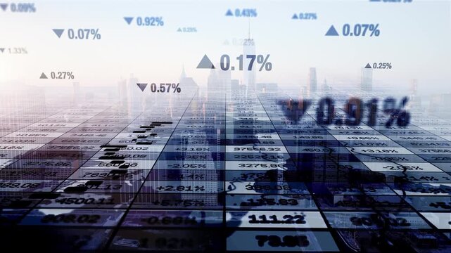 Financial stock market chart and candlestick data trends with investment analytics for trading and portfolio management.