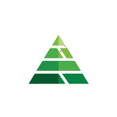 Fototapeta premium Green pyramid logo with gradient colors.