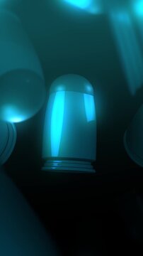  3D Animated Bullets Spinning over Dark Background - Cold Cinematic Version - Vertical.