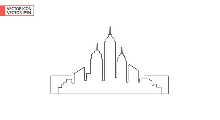 Obraz premium Minimalist Cityscape Skyline Outline, Modern Architecture, Urban Landscape Vector Icon