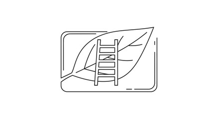 Fototapeta premium Ladder on Leaf Icon: Growth, Success, Eco-Friendly Business Concept