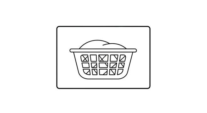 Laundry basket filled with clothes, clean laundry concept, household chore icon
