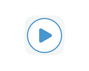 Fototapeta premium Blue play button icon on white rounded square base for mobile application and user interface design