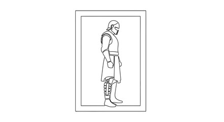 Fototapeta premium Fantasy Warrior Character Design, Medieval Knight Armor, Profile View