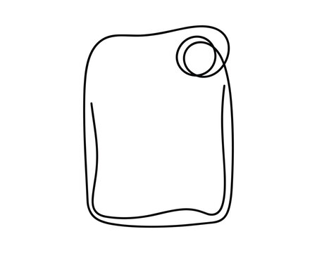 Continuous line rectangular frame with circle, minimalist hand drawn border