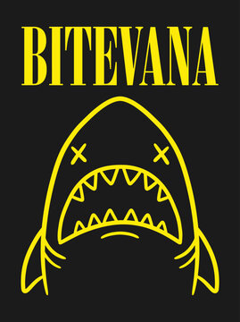 Shark head with sharp teeth logo.