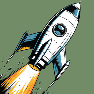 comic book style space rocket vector image