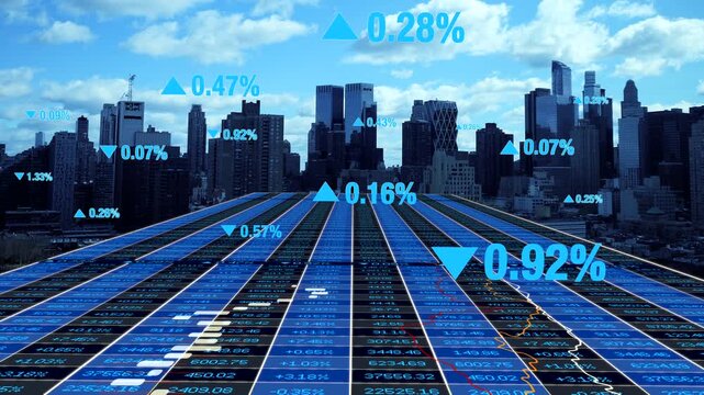 Financial stock market chart and candlestick data trends with investment analytics for trading and portfolio management.