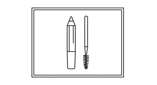 Eyebrow Pencil and Brush Icon: Makeup Tool for Beauty and Cosmetics
