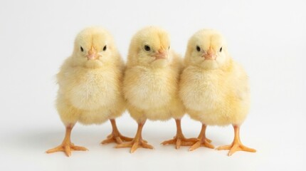 Fototapeta premium Three Adorable Yellow Chicks Isolated