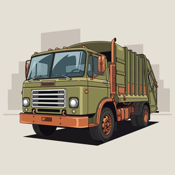 Vintage Garbage Truck Illustration