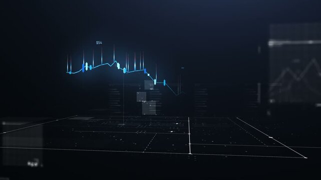 Financial stock market chart and candlestick data trends with investment analytics for trading and portfolio management.