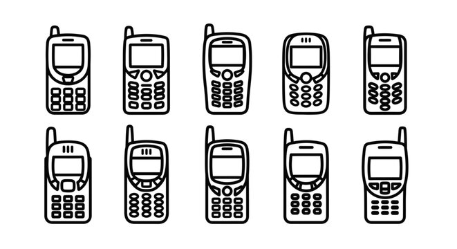 Evolution of mobile phones a collection of vintage cellular devices in black and white