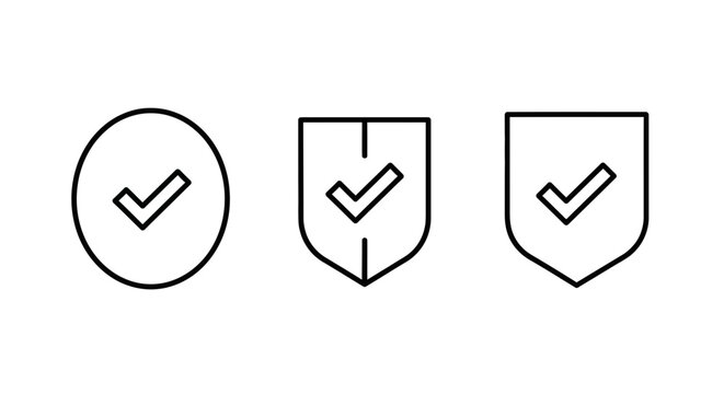 Three black line icons representing security validation and trustworthiness with checkmarks