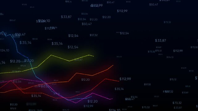 Financial stock market chart and candlestick data trends with investment analytics for trading and portfolio management.