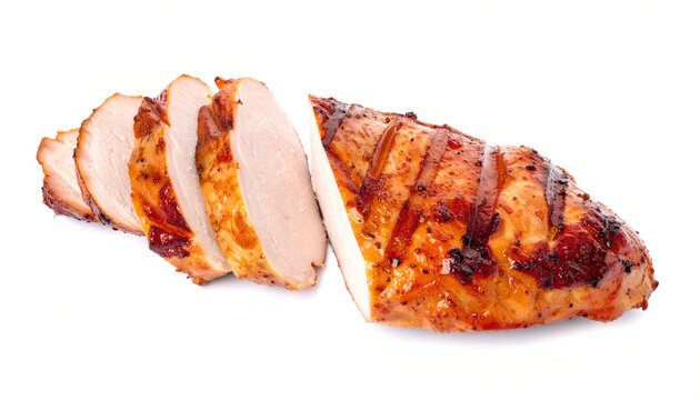 Sliced grilled chicken breast with char marks