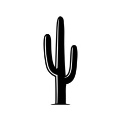 Obraz premium Black Silhouette of a Saguaro Cactus on White Background, Vector Illustration