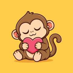 Obraz premium Monkey with heart of love