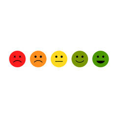 Naklejka premium Feedback emoji icons vector, good and bad emoticon signs