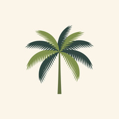 Obraz premium Stylized green palm tree illustration on cream-colored background