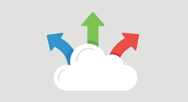 A white cloud with three colored arrows
