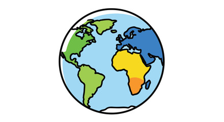 Obraz premium A cartoon globe highlighting continents