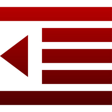 Red indent decrease icon for text paragraph formatting and layout