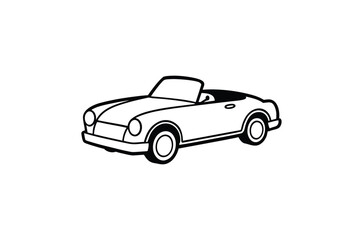 Obraz premium Simple black and white line drawing of a classic convertible sports car