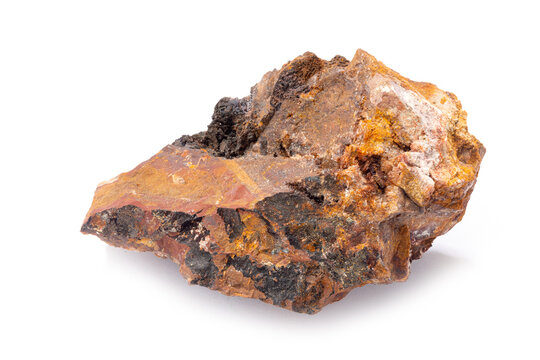 A piece of limonite ore on white background