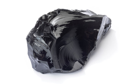 A piece of obsidian on white background