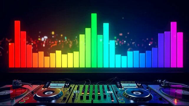 DJ Controller with Rainbow Sound Wave Display.