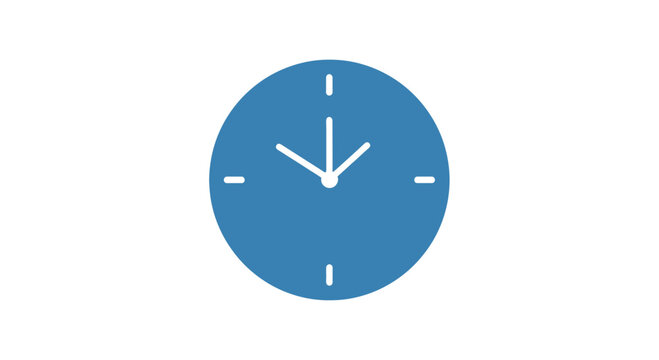 Blue Clock Face Showing Five O Clock.