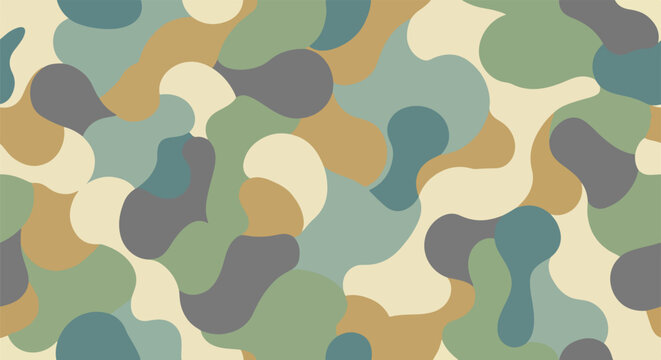 Camouflage Pattern with Green Brown Shapes.