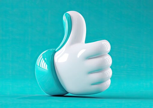 Gleaming white thumb, outlined in teal, against a textured teal background