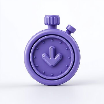 A purple stopwatch icon with a down arrow displayed on its face
